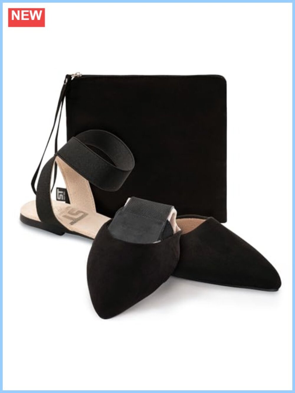 Foldable Ballet Flats Ankle Strap Pointed Toe Travel Wedding Party